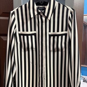 The Limited Women's Black and White Striped Blouse